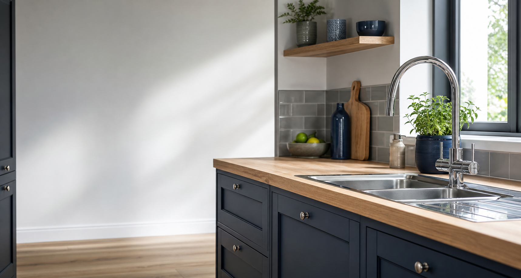 Premium modern kitchen sink and chrome tap